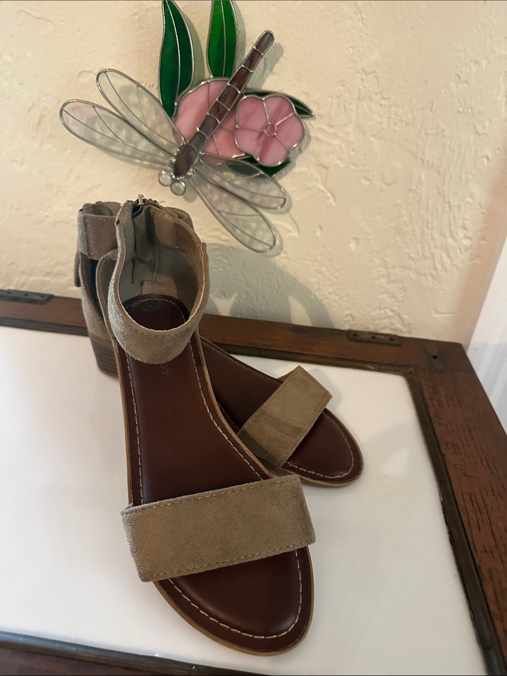 Rock & Candy by ZIGI ~~ Women's Tan Suede Ankle-Strap Sandals